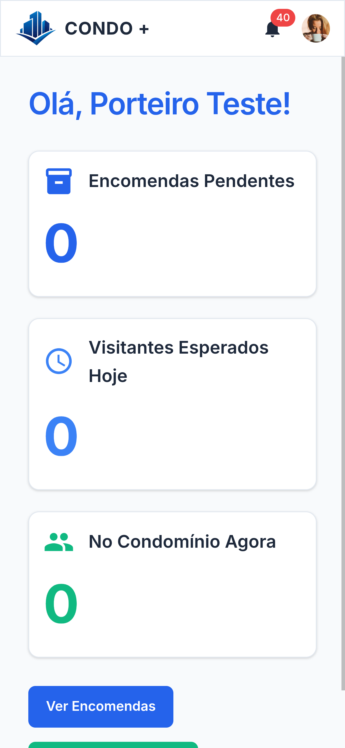 Painel do porteiro — Mobile
