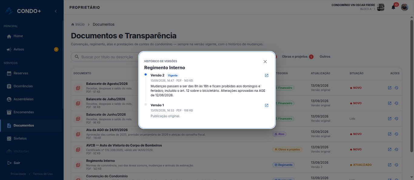 Histórico de versões do regimento