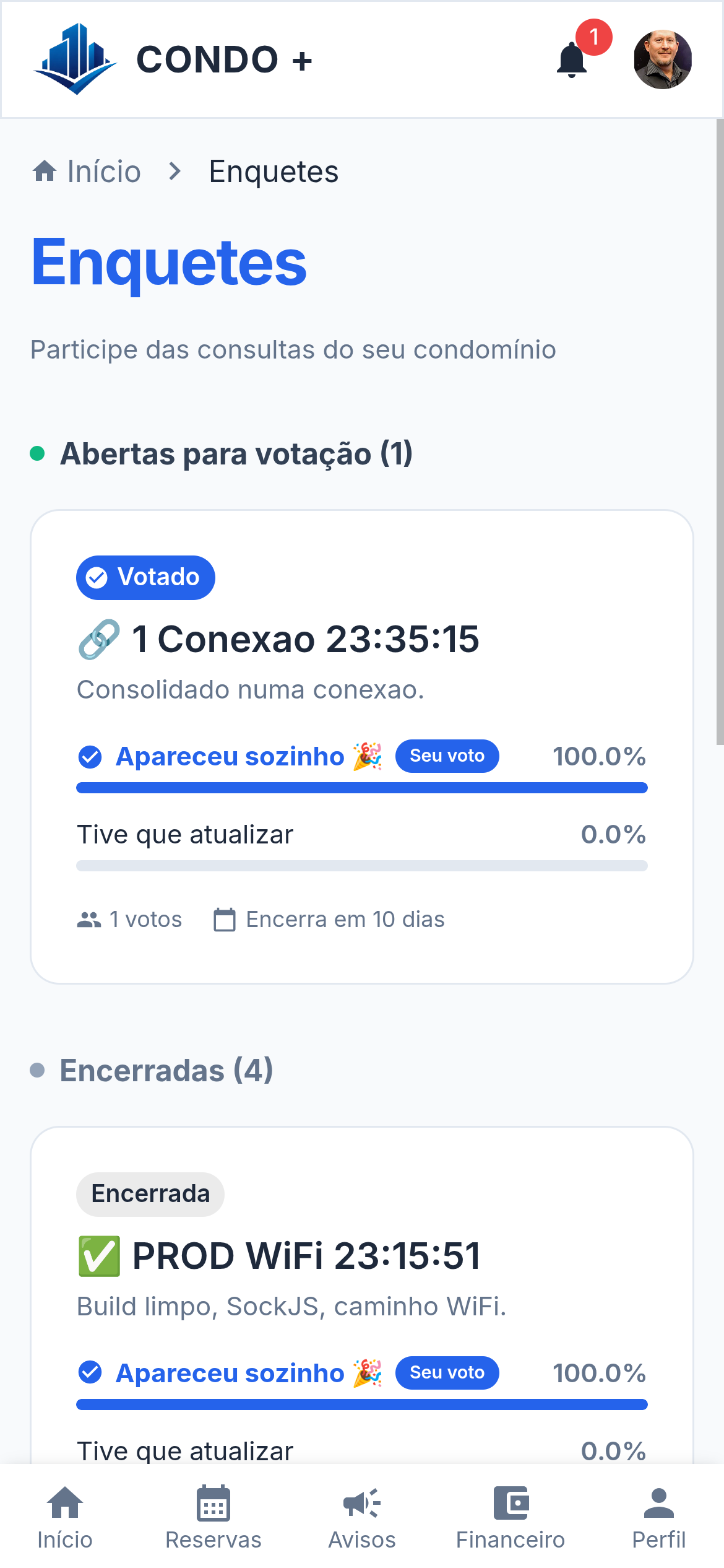 Enquetes do morador — Mobile