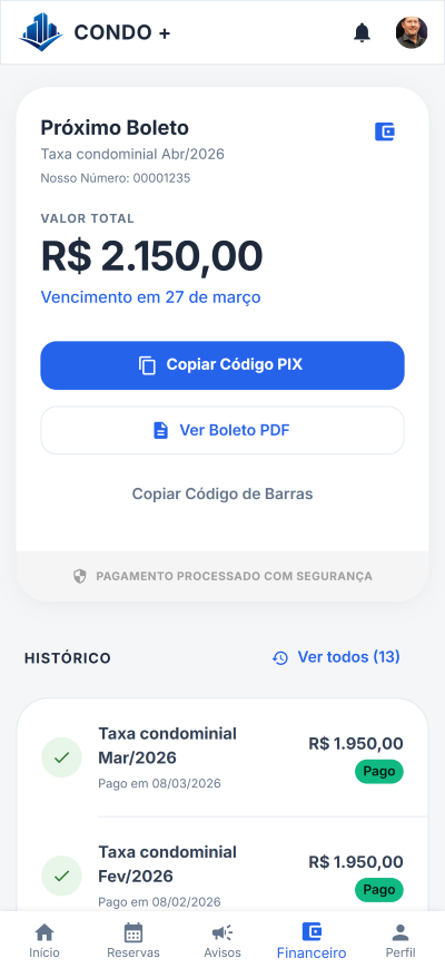 Tela de boletos — Mobile