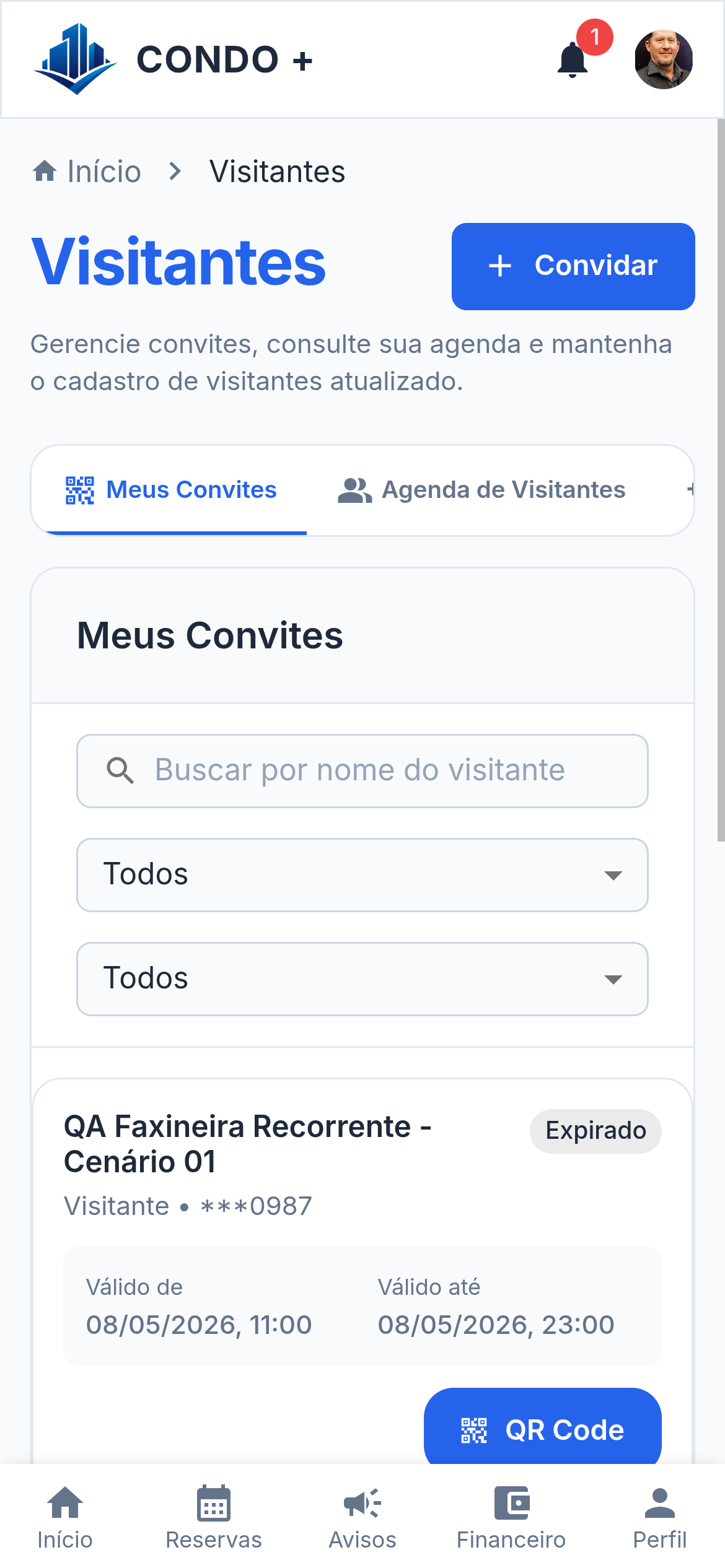 Visitantes do morador — Mobile